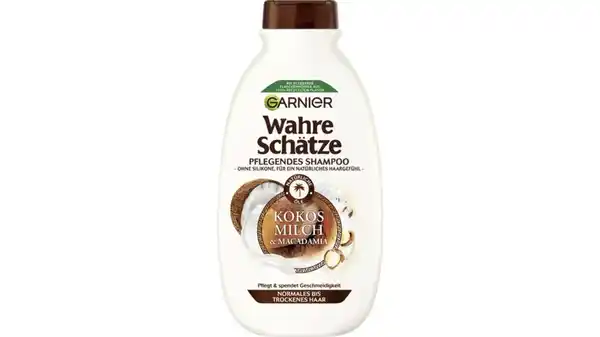 Bild 1 von Garnier Wahre Schätze Shampoo Kokosmilch & Macadamia - Intensivpflege ohne Silikone für ein geschmeidiges Haargefühl