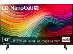 LG 43NANO81T6A NanoCell TV (Flat, 43 Zoll / 109 cm, UHD 4K, SMART TV, webOS 24 mit ThinQ), Schwarz