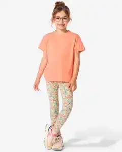 Kinderleggings mit Rippenstruktur und Blumenmuster bunt