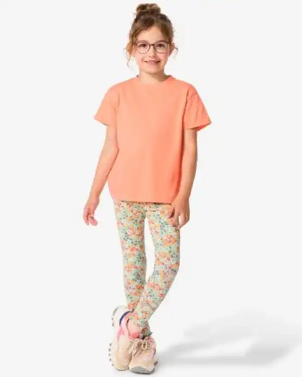 Bild 1 von Kinderleggings mit Rippenstruktur und Blumenmuster bunt