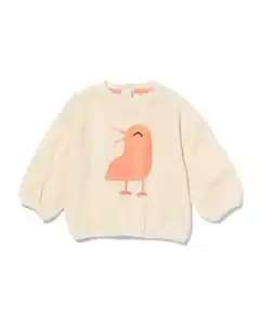 Babypullover Velours Vogel ecru