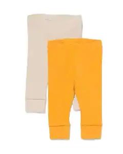 2er-Pack größenflexible Baby-Leggings, gerippt gelb