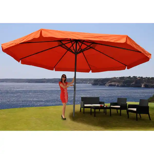 Bild 1 von Sonnenschirm Carpi Pro, Gastronomie Marktschirm mit Volant Ø 5m Polyester/Alu 28kg ~ terracotta ohne Ständer