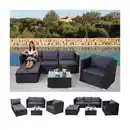 Bild 1 von Poly-Rattan-Garnitur Busto, Gartengarnitur Sitzgruppe Sofa Lounge-Set ~ schwarz, Kissen anthrazit