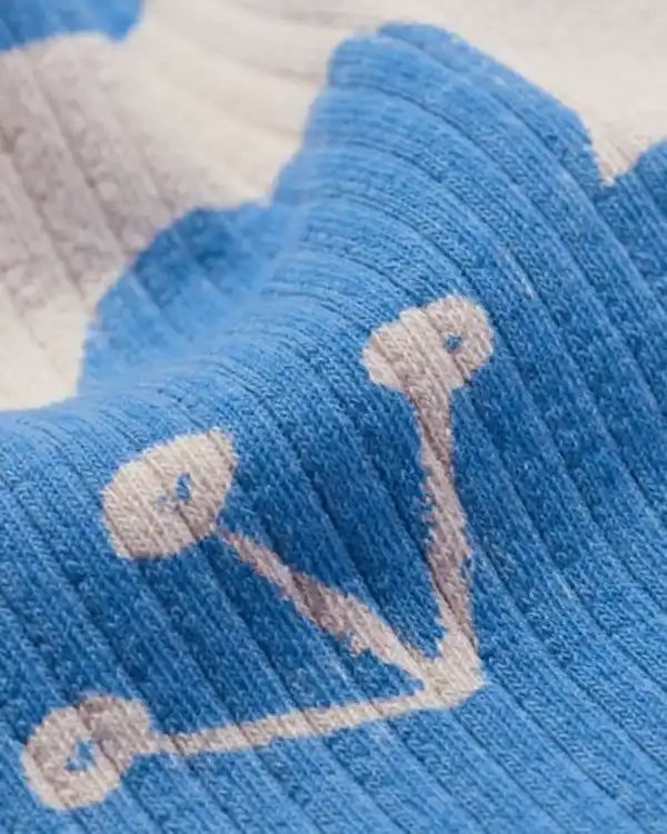 Bild 2 von Ausgestellte Kinderleggings mit Rippenstruktur und Blumenmuster blau