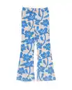 Bild 2 von Ausgestellte Kinderleggings mit Rippenstruktur und Blumenmuster blau