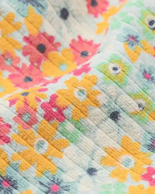 Bild 2 von Kinderleggings mit Rippenstruktur und Blumenmuster bunt