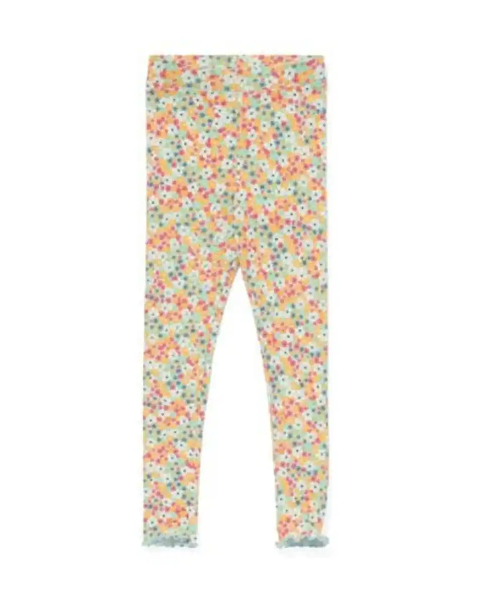 Bild 1 von Kinderleggings mit Rippenstruktur und Blumenmuster bunt