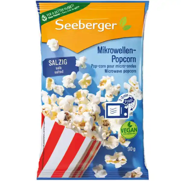 Bild 1 von Seeberger Mikrowellen-Popcorn Salzig Sonnenblumenöl