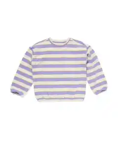 Kinder-Pullover, gerippt, Streifen violett