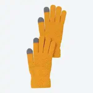 Damen-Strickhandschuhe mit Touch-Funktion, Dark-yellow