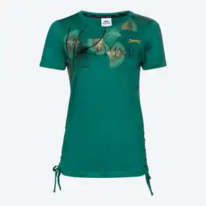 Damen-Funktions-T-Shirt mit Raffschnüren, Green