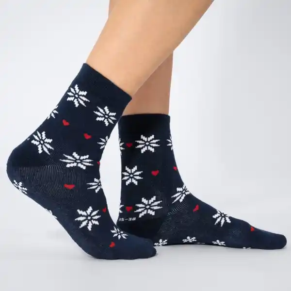 Bild 1 von Damen-ABS-Socken mit Weihnachts-Motiven, 2er-Pack, Blue