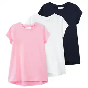 3 Mädchen T-Shirts unifarben CREMEWEISS / ROSA / DUNKELBLAU