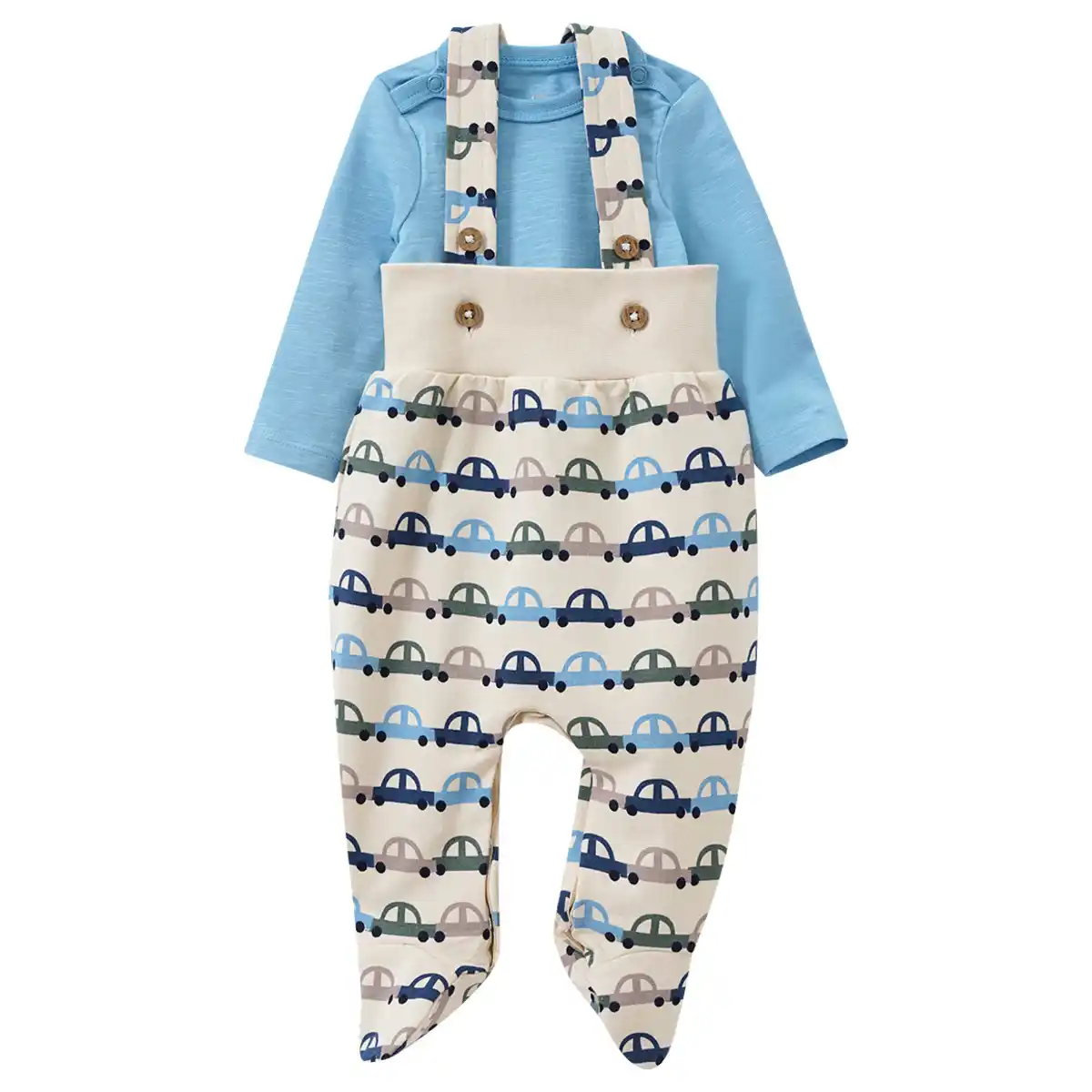 Bild 1 von Newborn Strampler und Langarmbody im Set BEIGE / HELLBLAU