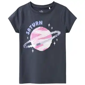 Mädchen T-Shirt mit Wendepailletten DUNKELGRAU