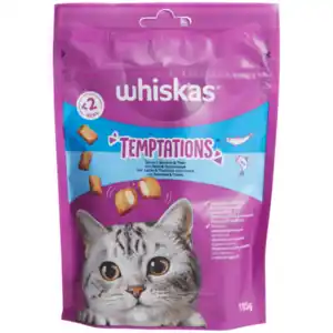 Whiskas Temptations Katzensnacks Lachs und Meeresfrüchte