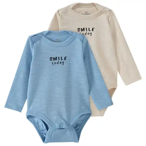 Bild 1 von 2 Baby Bodys Schriftzug BEIGE / BLAU