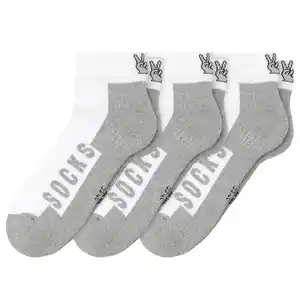 3 Paar Herren Sneaker-Socken WEISS / GRAU