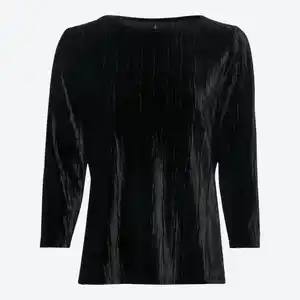 Damen-Langarmshirt in Samt-Qualität, Black