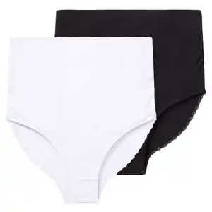 2 Damen Umstands-Slips mit Spitze WEISS / SCHWARZ