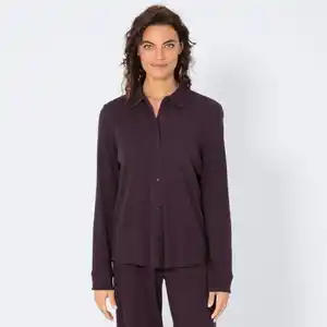 Damen-Homewear-Hemd im Cord-Stil, Dark-violet