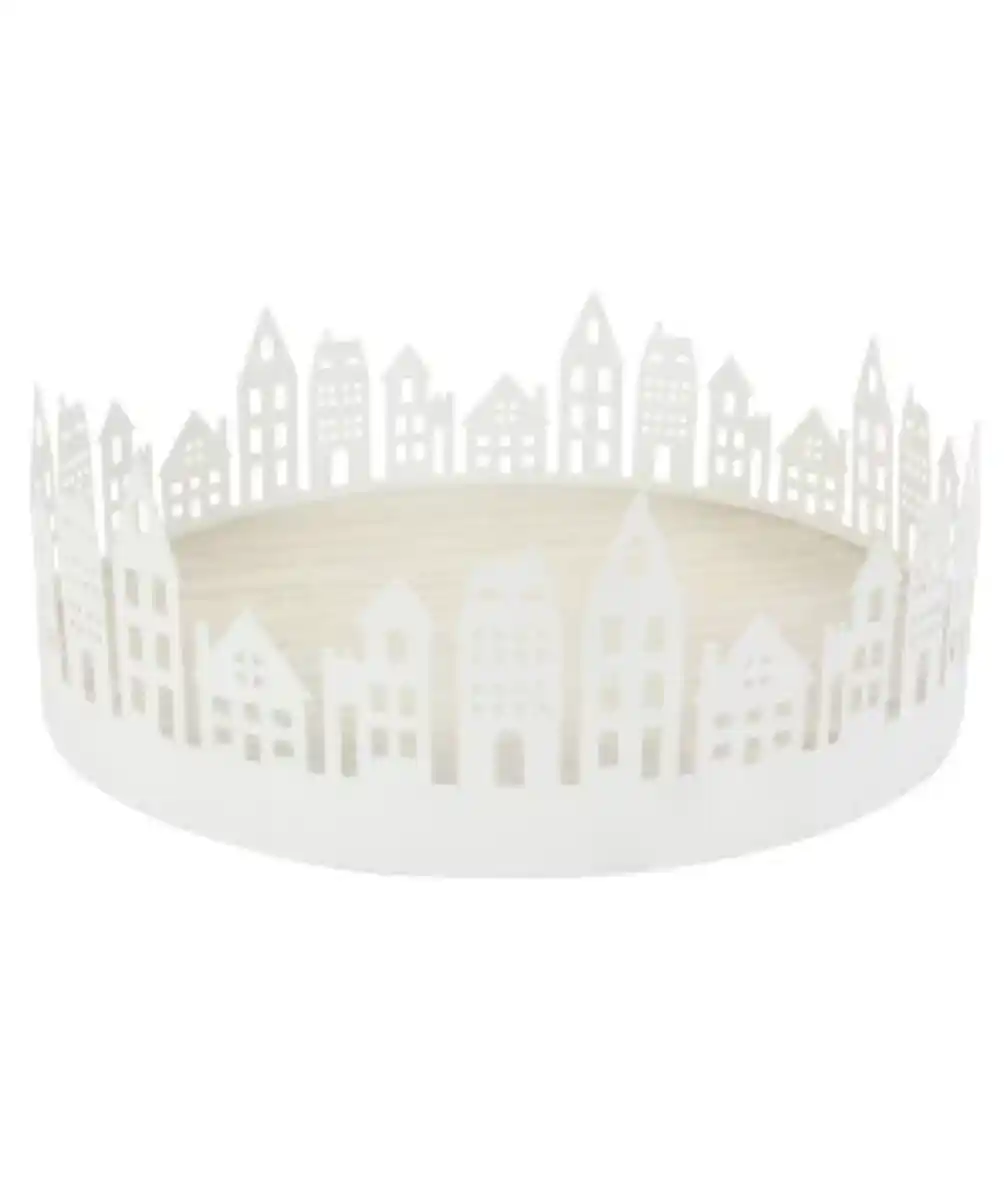 Bild 1 von Dekotablett Häuser, ca. 39 x 8 cm, weiß