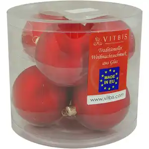 Vitbis Weihnachtskugeln Glas ø 8 cm 6 Stück Rot Matt