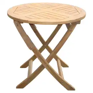 Zebra  Gartentisch Poker, Edelstahl, Teak, Holz, Metall, Teakholz, massiv, Hartholz, rund, X-Form, 70x74x70 cm, klappbar, Gartenmöbel, Gartentische, Klapptische