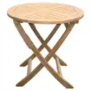 Bild 1 von Zebra  Gartentisch Poker, Edelstahl, Teak, Holz, Metall, Teakholz, massiv, Hartholz, rund, X-Form, 70x74x70 cm, klappbar, Gartenmöbel, Gartentische, Klapptische