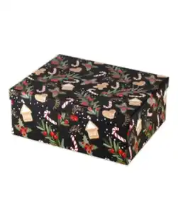 Geschenkbox Weihnachten, verschiedene Designs, ca. 29 x 23 x 10 cm, schwarz