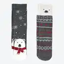 Bild 1 von Damen-ABS-Socken mit Weihnachts-Motiven, 2er-Pack, Gray