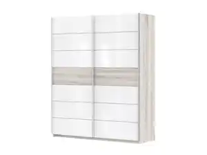 Schwebetürenschrank Eiche - weiß 170 cm - Kleiderschrank - RONDINO