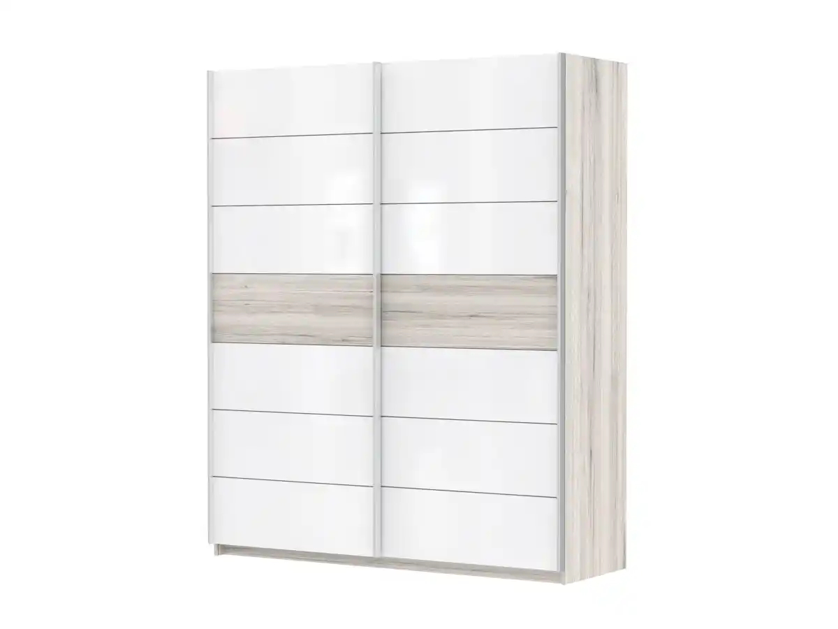 Bild 1 von Schwebetürenschrank Eiche - weiß 170 cm - Kleiderschrank - RONDINO