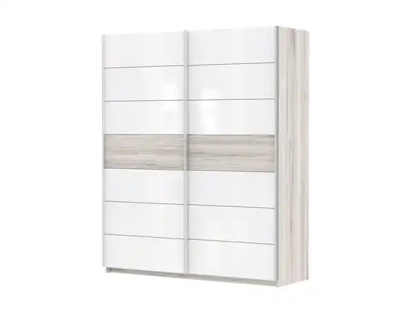 Bild 1 von Schwebetürenschrank Eiche - weiß 170 cm - Kleiderschrank - RONDINO