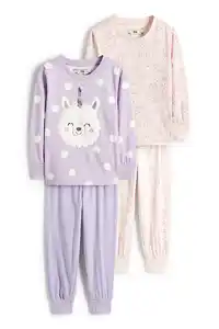 C&A Multipack 2er-Lama-Fleece-Pyjama-4 teilig, Lila, Größe: 92