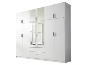 Kleiderschrank mit Spiegel - weiß - 271 cm - rauch - HILDESHEIM