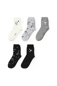 C&A Multipack 5er-Socken mit Motiv-Snoopy, Grau, Größe: 35-38