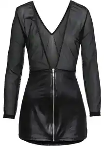 Kleid mit Wetlook, 40/42, Schwarz