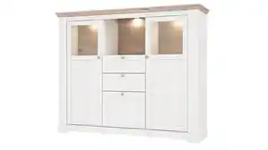 Highboard Schneeeiche 136 cm mit LED - Beleuchtung - ILOPPA