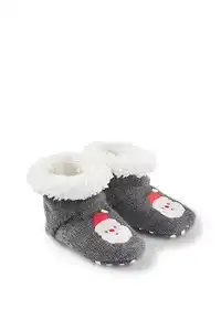 C&A Weihnachtsmann-Baby-Weihnachts-Krabbelschuhe, Grau, Größe: 14-15