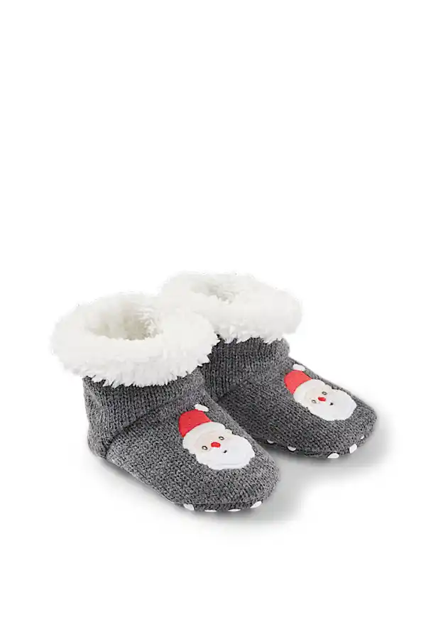 Bild 1 von C&A Weihnachtsmann-Baby-Weihnachts-Krabbelschuhe, Grau, Größe: 14-15