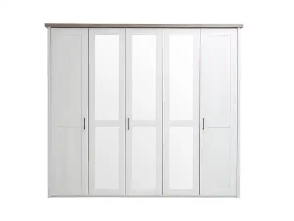 Bild 1 von Kleiderschrank mit Spiegel - Pinie weiß - Trüffel -  241 cm Pinie - LUCA