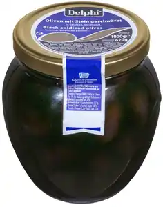 DELPHI Geschwärzte Oliven, 1-kg-Glas