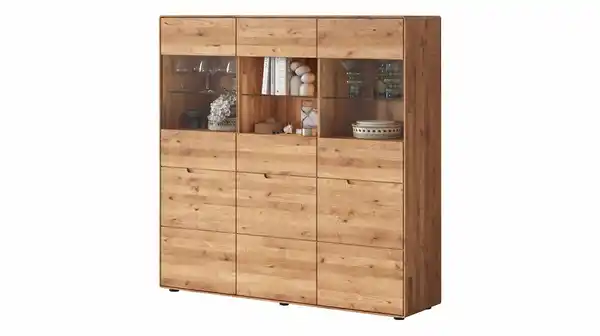 Bild 1 von Highboard mit Glastüren Wildeiche massiv 149 cm - LUCAS