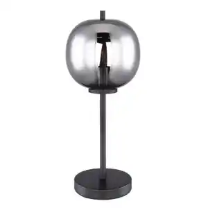 GLOBO Retrofit Tischlampe Blacky schwarz /rauchfarbig 18,5x18,5cm H45cm