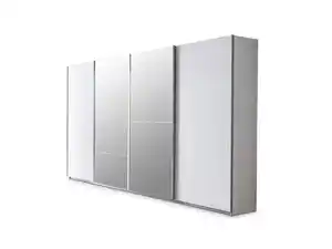 Schwebetürenschrank weiß Spiegel 315 cm - rauch - SYNCRONO-A