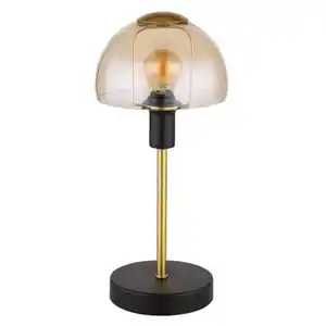 GLOBO Retrofit Tischlampe Kokkini Schwarz-Goldfarbig /Amber 15x15cm H32cm