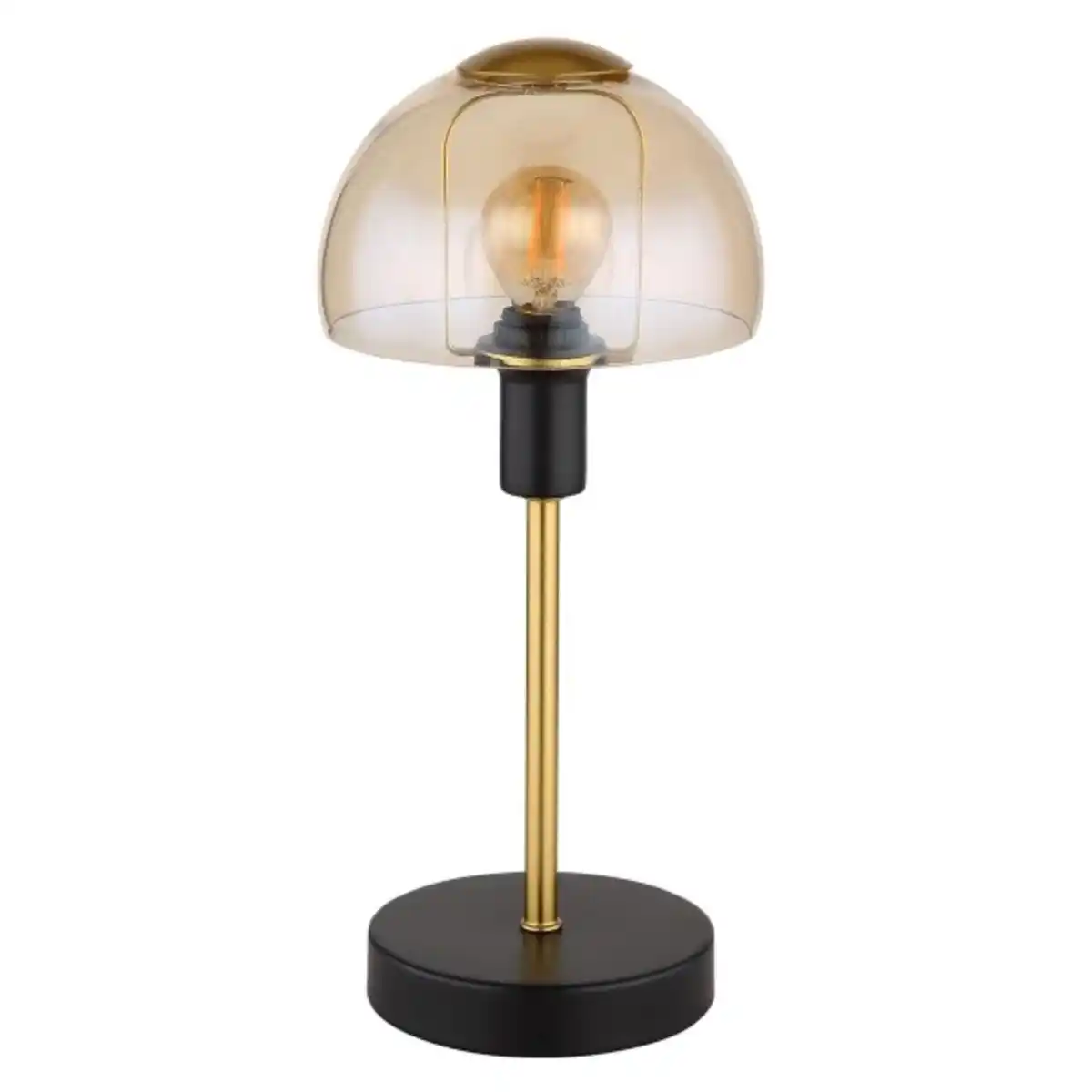 Bild 1 von GLOBO Retrofit Tischlampe Kokkini Schwarz-Goldfarbig /Amber 15x15cm H32cm