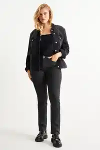 C&A Slim Jeans-Mid Waist, Schwarz, Größe: 44